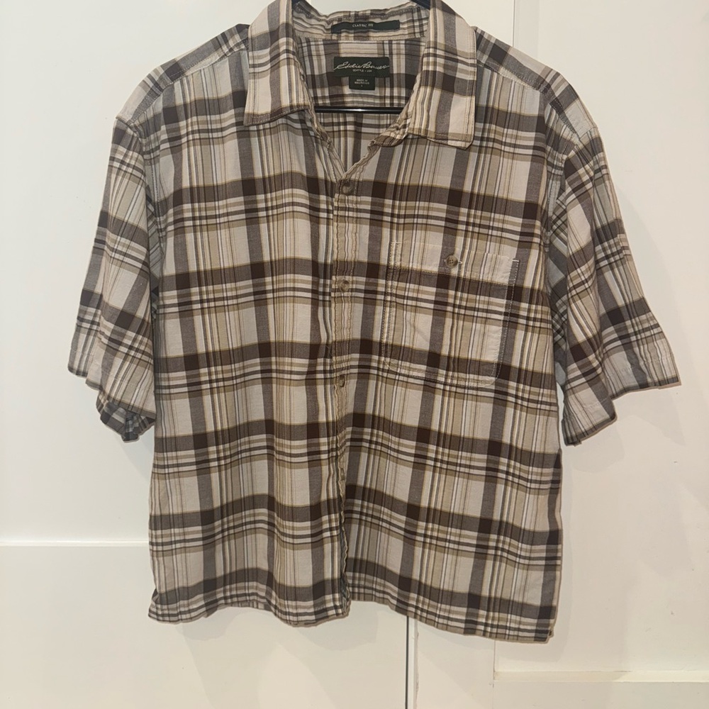 Eddie Bauer Brown Casual Button Down Shirt